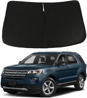 D-Lumina Windshield Sun Shade - Compatible with 2020 2021 2022 2023 2024 2025 Ford Explorer (ST XLT, Limited, Platinum) - Upgraded 3 Layers 240T Material, Foldable Front Window Sun Shield Protector