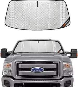 Windshield Sun Shade for Ford F250/F350 2008-2016. Full Coverage Rearview Mirror Shade for Ultimate Protection