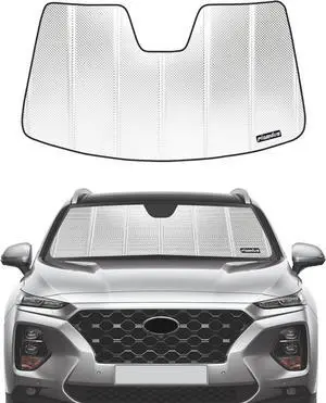 Windshield Sun Shade for Hyundai Santa Fe 2019-2023. Reflective Aluminum Film Front Window Sunshade - BLAZBLOCK