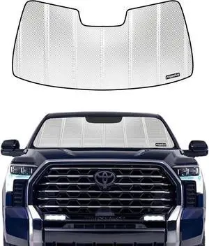 Windshield Sun Shade for Toyota Tundra 2022-2025. Reflective Aluminum Film Front Window Sunshade - BLAZBLOCK
