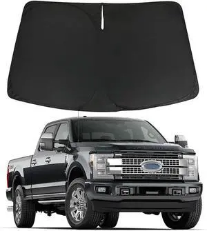 D-Lumina Windshield Sunshades - Compatible with Ford F250 F-250 F350 F-350 F450 F-450 F550 F-550 Super Duty 2017-2022 - Foldable Front Window Sun Protector, Sun Shade, Heat Shield