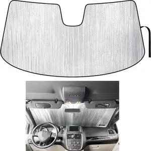 YelloPro Custom Fit Reflective Front Windshield Sunshade Accessories for 2011 2012 2013 2014 2015 2016 2017 2018 2019 2020 Dodge Grand Caravan Minivan, Express Mainstreet Crew AVP RT SE SXT