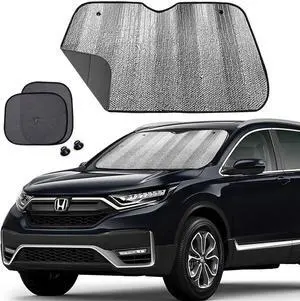 Big Ant Windshield Sun Shade,Car Window Sunshade as Bonus,Best Car Sun Shade Folded Front Window Shade Sun Visor Shield Shade Keeps Vehicle Cool-Black(55" x 27.5")