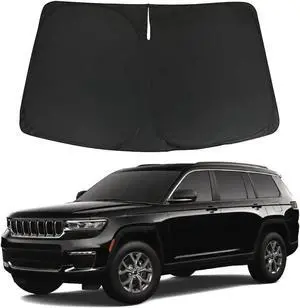 D-Lumina Windshield Sunshade - Compatible with Jeep Grand Cherokee 2022 2023 2024 2025, (Not for Grand Cherokee L & Jeep Cherokee) - Foldable Front Window Sun Shade Protector, Heat Shield