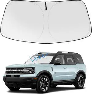 Proadsy 2025 Upgrade Windshield Sun Shade Custom Fit Ford Bronco Sport 2021-2024 2025 4-Layer Foldable Front Sunshade Protector Sun Visor Blocks UV Rays Keep Car Cooler
