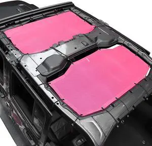 JeCar JLU Sun Shade Mesh Sunshade Provides UV Sun Protection Exterior Accessories Compatible with Jeep Wrangler 2018-2024 JL Unlimited 4 Door Front & Rear, Pink