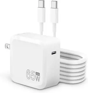 65W MacBook Pro/Air USB-C Charger - Fast Travel Laptop Adapter for MacBook, iPad, iPhone 14 Pro, and All Type-C Devices - 5.9 ft Cable Included