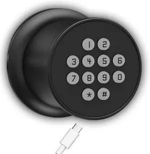 Keyless Entry Door Knob,Smart Knob Unlock by Passcode,Exterior Door Lock with Keypad,Security Door Lock Electronic Door Knob for Home Office Bedroom Hotel Apartment,Black