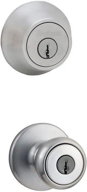 Kwikset 695T 26D CP Double Cylinder Deadbolt Combo Pack with Tylo Entry Knob in Satin Chrome