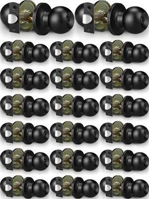Round Privacy Door Knobs Bulk Matte Black Door Knobs Interior Black Door Knob Stainless Steel Keyless Interior Handle Round Privacy Door Lockset for Bedroom Bathroom Classroom Office Door(15 Pack)