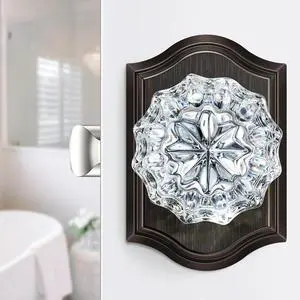 Glass Door Knobs, Oil Rubbed Bronze Crystal Door Knobs Interior with Lock for Privacy Use, Vintage Glass Crystal Doorknob for Interior Bedroom Bathroom Doors