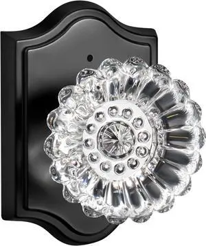 Glass Door Knob with Lock  Interior Privacy Knob for Bathroom & Bedroom, Matte Black Crystal Door Knob