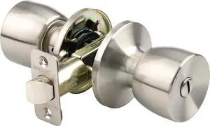 BRINKS - Interior Locking Privacy Bell Door Knob, Satin Nickel - Blends Seamlessly with Interior Décor and has Durable and Reliable Construction.