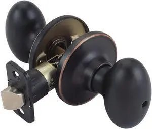 Design House 740498 Egg Privacy Bed and Bath Door Knob with Universal 6-Way Latch Oil Rubbed Bronze