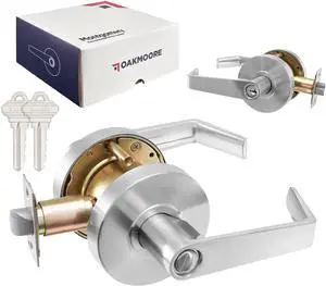Commercial Door Handle Locks | Heavy Duty Grade 2 Knob | for Offices, Schools, Industrial Use | UL CUL & ADA Certified | Satin Finish | ANSI A156.2 | Durable & Reliable Lockset