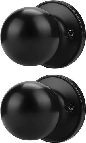 Probrico 2 Pack Black Dummy Door Knobs, Half Dummy Door Handles, Single Side Dummy Door Knobs, Inside Door Handle Knobs, No Lock Door Knobs, Keyless Door Handles