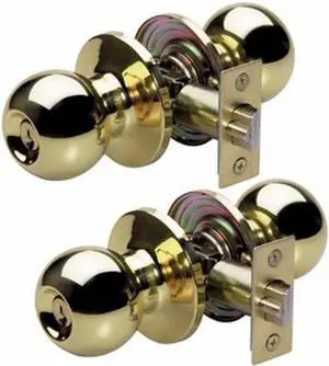 Master Lock Keyed Entry Door Lock, Ball Style Knob, Polished Brass, BAO0103T (Pack of 2-Keyed Alike)