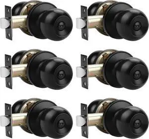 Probrico Black Door Knobs with Lock for Bedroom, Privacy Door Handles Interior, Keyless, 6 Pack
