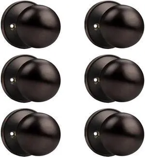 Probrico Classic Style Oil Rubbed Bronze Finish Dummy Handles Ball Style Door Knobs Lockset, 6 Pack