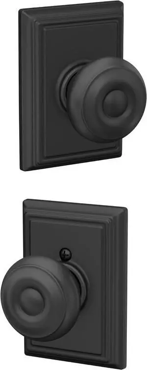 Schlage F10 GEO 622 ADD Georgian Door Knob with Addison Trim, Hall & Closet Passage Lock, Matte Black