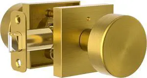 Antique Brass Door Knob Privacy Door Knobs Antique Door Knobs Interior with Lock, Old Style Door Knob Square Door Knob Vintage Door Handle for Bedroom Bathroom Lockable Door Knob