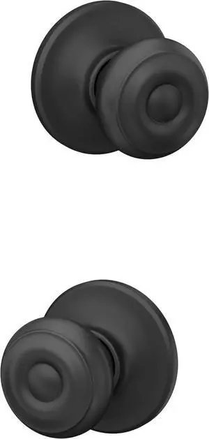 Schlage F10 GEO 622 COH Georgian Door Knob with Cohen Trim, Hall & Closet Passage Lock, Matte Black
