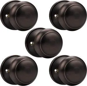 Probrico Flat Ball Single Dummy Door Knobs Non-Turning Door Handles, Oil Rubbed Bronze, 5 Pack