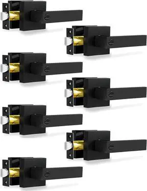 Privacy Door Levers, Matte Black Door Handles Heavy Duty Bed and Bath Door Locks Interior Keyless Locksets, Reversible for Left Right Handed Doors, 7 Pack