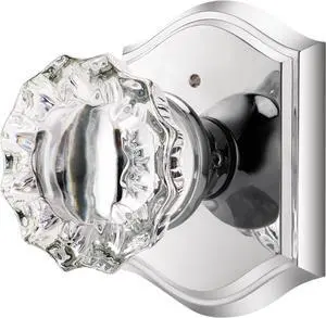 Glass Door Knobs Interior with Lock, Crystal Privacy Polished Chrome Door Knobs for Bedroom Bathroom, 1 Pack