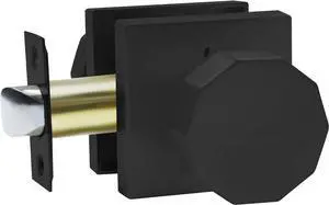 Amerdeco 1 Pack Matte Black Interior Privacy Door Knobs Heavy Duty Bedroom and Bathroom Door Locks Square Base Round Door Knob AM0026
