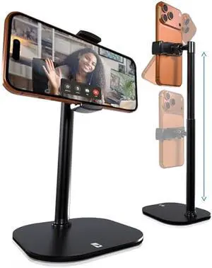 COOPER ChatStand, Adjustable Cell Phone Stand for Desk, Phone Stand for Recording, iPhone Holder for Filming, Small Tripod for iPhone, Fits Samsung, Android Smartphones - Night Black