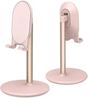 Bright Stone Phone Stand for Desk, Adjustable Cell Phone Holder for Desk, Compatible with 4-12.9 Phones/Tablet/iPhone/iPad/Switch (Pink)