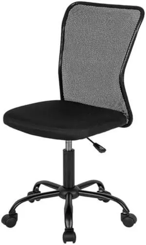 FDW Home Office Chair Mid Back Mesh Desk Chair Armless Computer Ergonomic Task Rolling Swivel Chair Back Support Adjustable Modern with Lumbar Support,Black