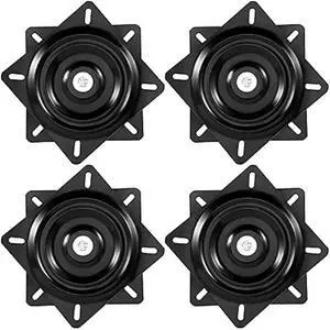 4 Pack 6.25 Inch Bar Stool Swivel Replacement, 360° Swivel Bar Stool Swivel Plate, Square Seat Swivel Base for Recliner Chair or Furniture, Black2