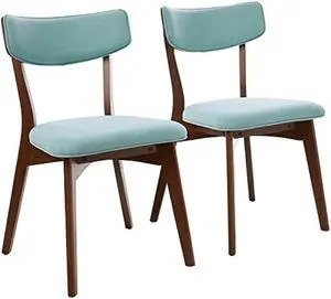 Christopher Knight Home Abrielle Mid-Century Modern Fabric Dining Chairs with Natural Walnut Finished Rubberwood Frame, 2-Pcs Set, Mint / Natural Walnut