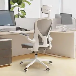 Drafting Chair, Ergonomic Tall Office Chairs for Standing Desk, Home Office Desk Chair with Lumbar Support and Adjustable Flip-up Armrests & footrest (02Grey)