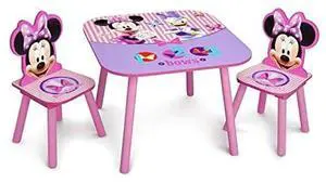 Delta Children - Disney Minnie Mouse Kids Table and Chair Set 3- Piece Set (2 Chairs Included) - Ideal for Arts & Crafts, Snack Time, Homework & More, Pink