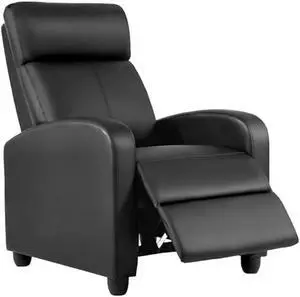 FDW Recliner Chair for Living Room Home Theater Seating Single Reclining Sofa Lounge with Padded Seat Backrest (Black)