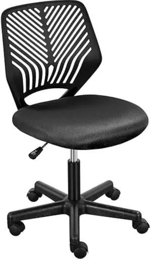 Yaheetech Students Cute Desk Chair Low-Back Armless Study Chair w/Lumbar Support Adjustable Swivel Chair in Home Bedroom School, Black