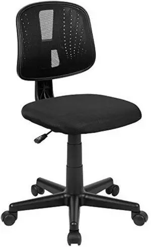 Flash Furniture Flash Fundamentals Mid-Back Swivel Task Office Chair with Pivot Back, Height-Adjustable Ergonomic Mesh Office Desk Chair, Black