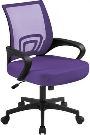 Yaheetech Office Chair Ergonomic Mesh Chair w/Lumbar Support Armrest Wheels Comfortable Racing Seat Adjustable Swivel Rolling Home Executive Mid Back Computer Chair for Adults, Purple