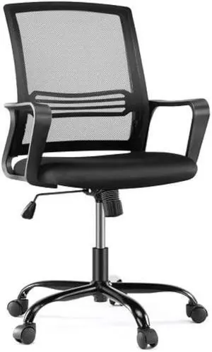 OLIXIS Ergonomic Home Office Chair  Rolling Desk Chair with Lumbar Support and Armrest, Mid Back Executive Task Chair with Padded Seat and Tilt Function, Black (FC914BK)
