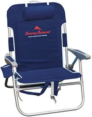 Tommy Bahama Big Boy 4-Position Folding 13 High Seat Backpack Beach or Camping Chair, Navy