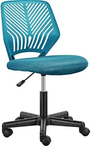 Topeakmart Armless Office Chair, Ergonomic Task Chair with Lumbar Support Adjustable Height, Modern Study Chair for Small Space, Turquoise