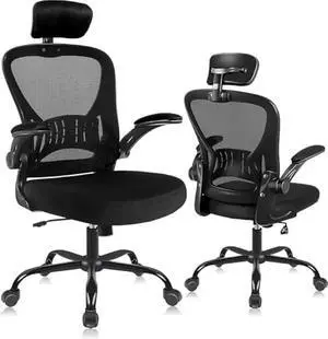 ralex-chair Ergonomic Office Chair with Adjustable Headrest & Lumbar Support, Desk Chair with Flip-Up Armrests, Comfortable for Home, Office, Conference Room