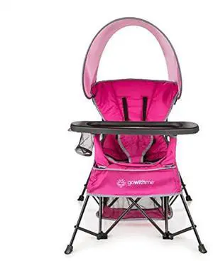 Baby Delight Go with Me Venture Portable Chair | Indoor and Outdoor | Sun Canopy | 3 Child Growth Stages | Pink
