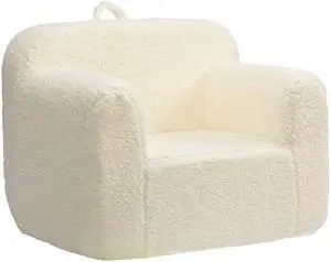 ALIMORDEN Kids Ultra-Soft Snuggle Foam Filled Chair, Toddler Cuddly Sherpa Reading Couch for Boys and Girls, Cream