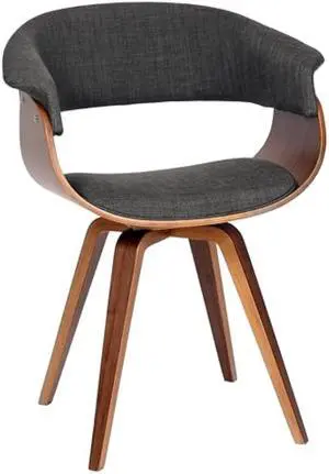 Armen Living Summer Modern Chair In Charcoal Fabric and Walnut Wood