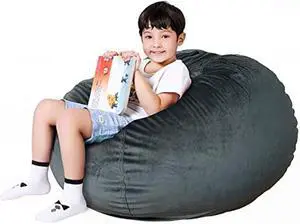 Lukeight Stuffed Animal Storage Bean Bag Chair Cover - Premium Velvet Organizer with YKK Zipper Holds 80+ Plush Toys, Washable Kids Room Decor (No Filling, X-Large)