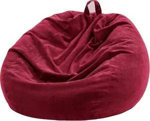 Nobildonna 3 ft Bean Bag Chair Cover (No Filler) 35×43 Large Stuffed Animal Storage Bean Bag Washable Big Beanbag Chair Cover Premium Corduroy Bean Bag Cover for Adults,Kids,Wine Red 300L